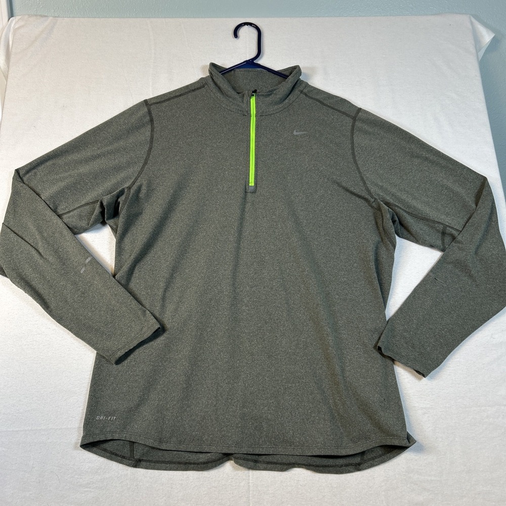 Nike Running Dri-Fit Long Sleeve 1/4 Zip Mens Large Gray Element 504606-355